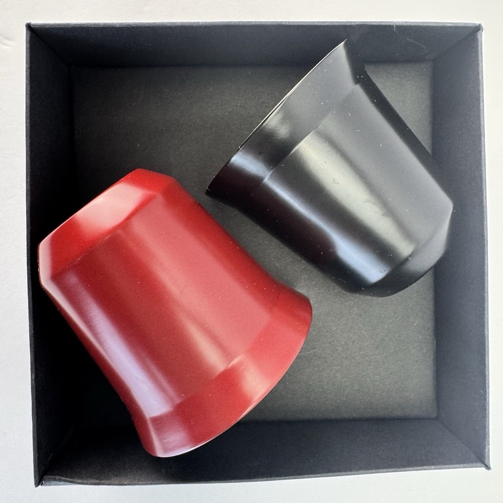 Nespresso Pixie Espresso Cups Set 2 Red Black Ristretto Decaf Coffee Cups